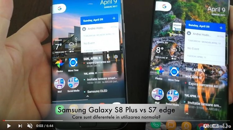 Video: comparatie in utilizare reala intre Samsung Galaxy S8 Plus si S7 edge