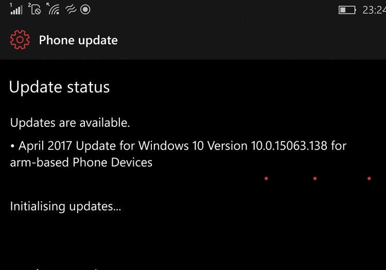 April 2017 Update for Windows 10 Mobile 10.0.15063.138 pentru Fast Ring