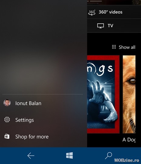 Aplicatia Movies & TV vine cu interfata Fluent pe Windows 10 Mobile Insider Preview