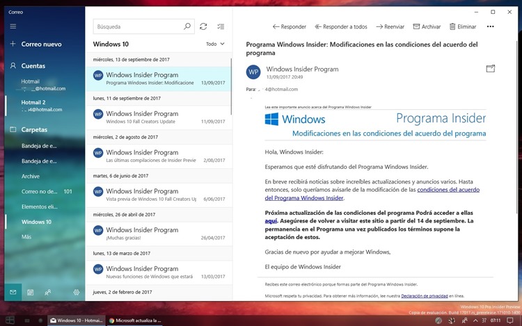 Aplicatiile Mail si Outlook primesc interfata Fluent pe Windows 10 Redstone 4