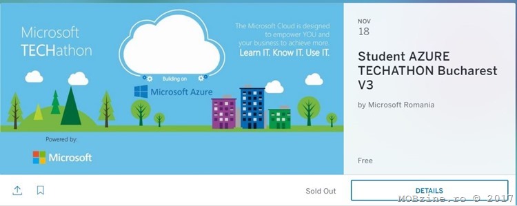 Invitatie la Microsoft Azure Student TECHathon Bucharest, 18 noiembrie