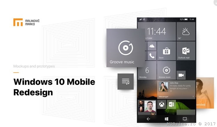 Un concept fain de Windows 10 Mobile cu integrarea Fluent Design