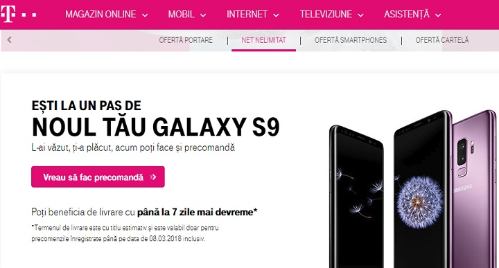 Samsung Galaxy S9 si Galaxy S9 Plus disponibile la precomanda la Telekom Romania