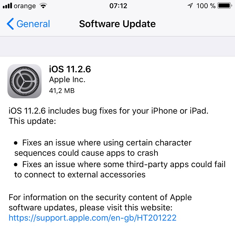 Apple a lansat rapid update-ul iOS 11.2.6 pentru repararea problemelor de afisare pentru anumite caractere