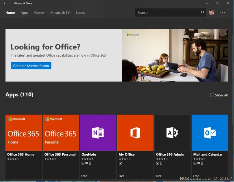 Office 365 poate fi descarcat din Windows Store si pe sisteme UWP only