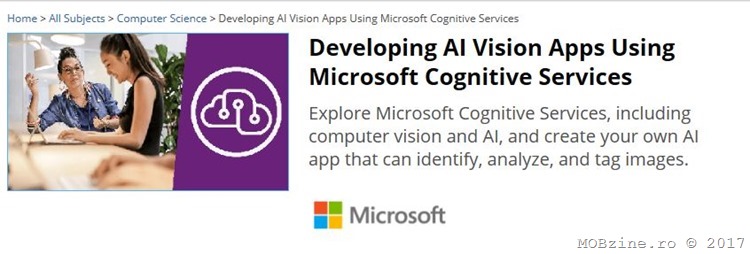 Recomandare: curs gratuit pentru dezvoltarea de aplicatii AI Vision cu Microsoft Cognitive Services