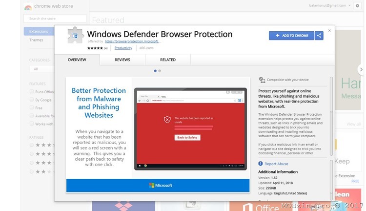 Microsoft aduce protectie suplimentara pentru Chrome prin plugin-ul Windows Defender Browser Protection