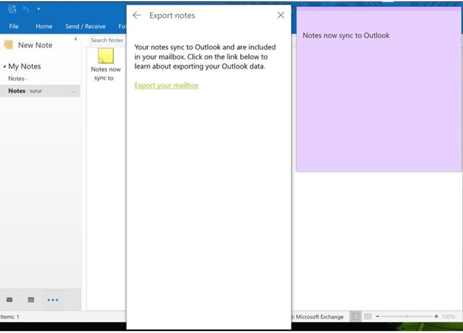 Sticky Note 3.0 se sincronizeaza cu Outlook Notes