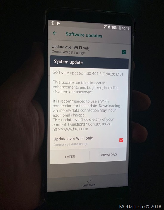 HTC U12+ primeste update-ul 1.30.401.2 ce aduce patch-urile de securitate de septembrie si optimizari pentru Android