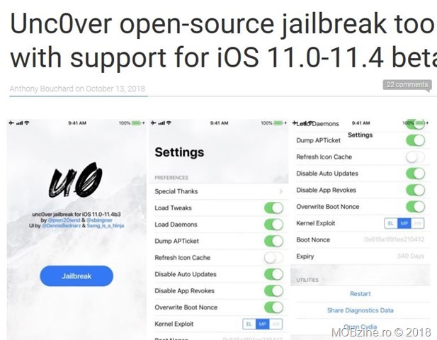 Unc0ver jailbreak iese din beta si avem prima versiune V1