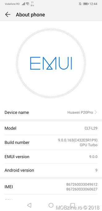 EMUI 9 cu Android 9 Pie e disponibil si in Romania pe Huawei P20 Pro