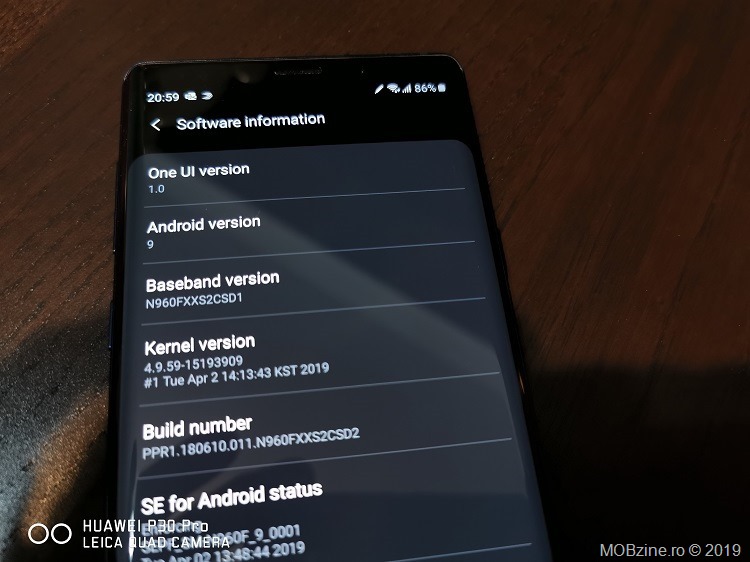 Galaxy Note 9 primeste update-ul cu patch-urile de securitate Android pe luna aprilie 2019