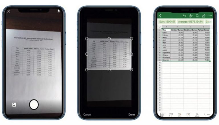 Excel pentru iPhone poate transforma pozele in tabele editabile