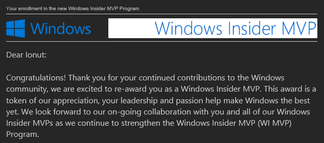 Windows Insider MVP - Ionut Balan