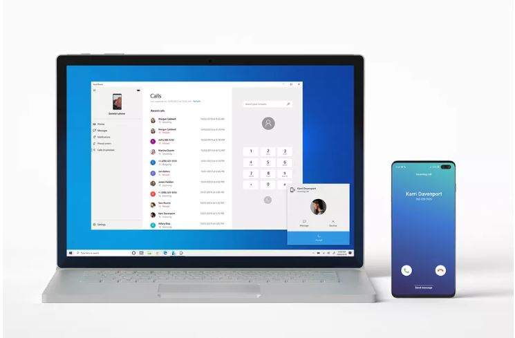Windows 10 Insider Preview Build 18999 aplicatia Your Phone poate prelua apelurile de voce pe PC