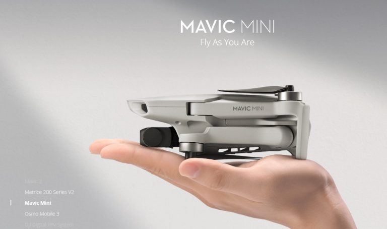 Cea mai nouă dronă DJI Mavic Mini poate zbura până la 30 de minnute și înregistra în format 2.7K.