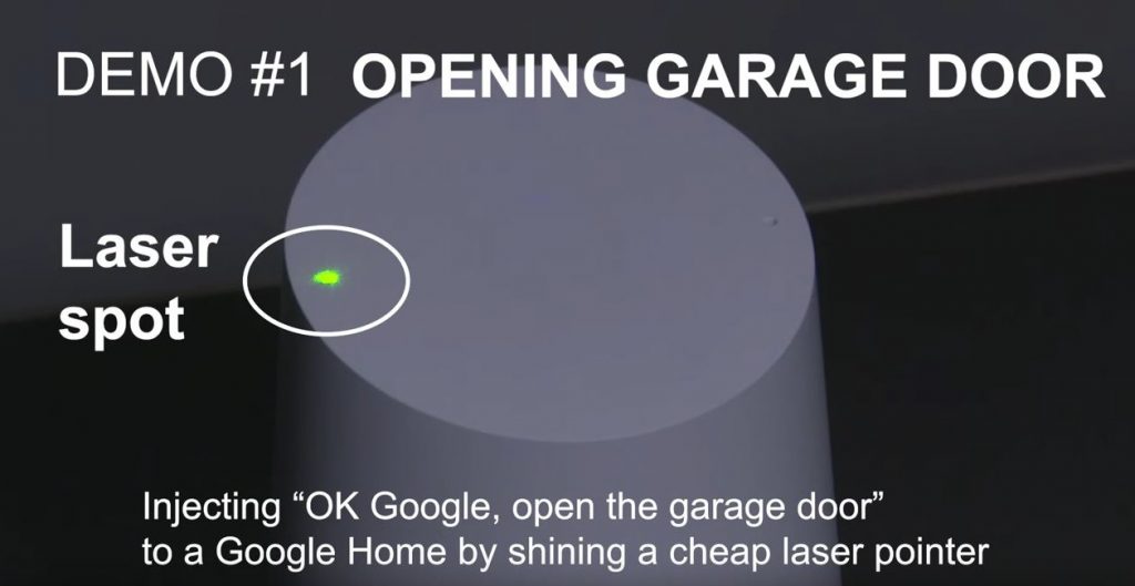 Google Home convins să deschidă ușa de la garaj în urma trimiterii unei raze laser.