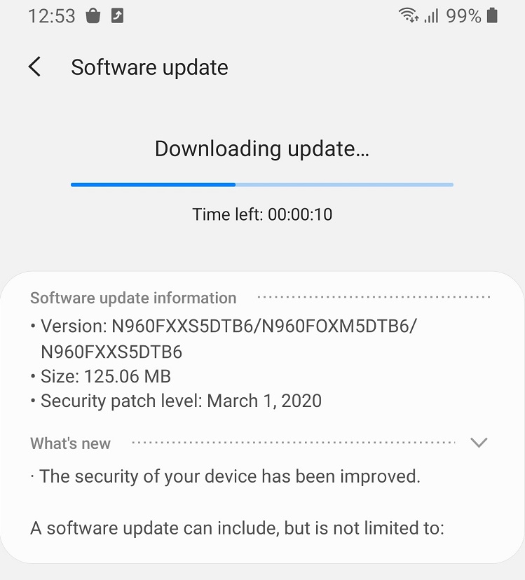 Zilele trecute am primit pe Samsung Galaxy Note9 setul de patch-uri Android 10 pentru luna martie 2020.