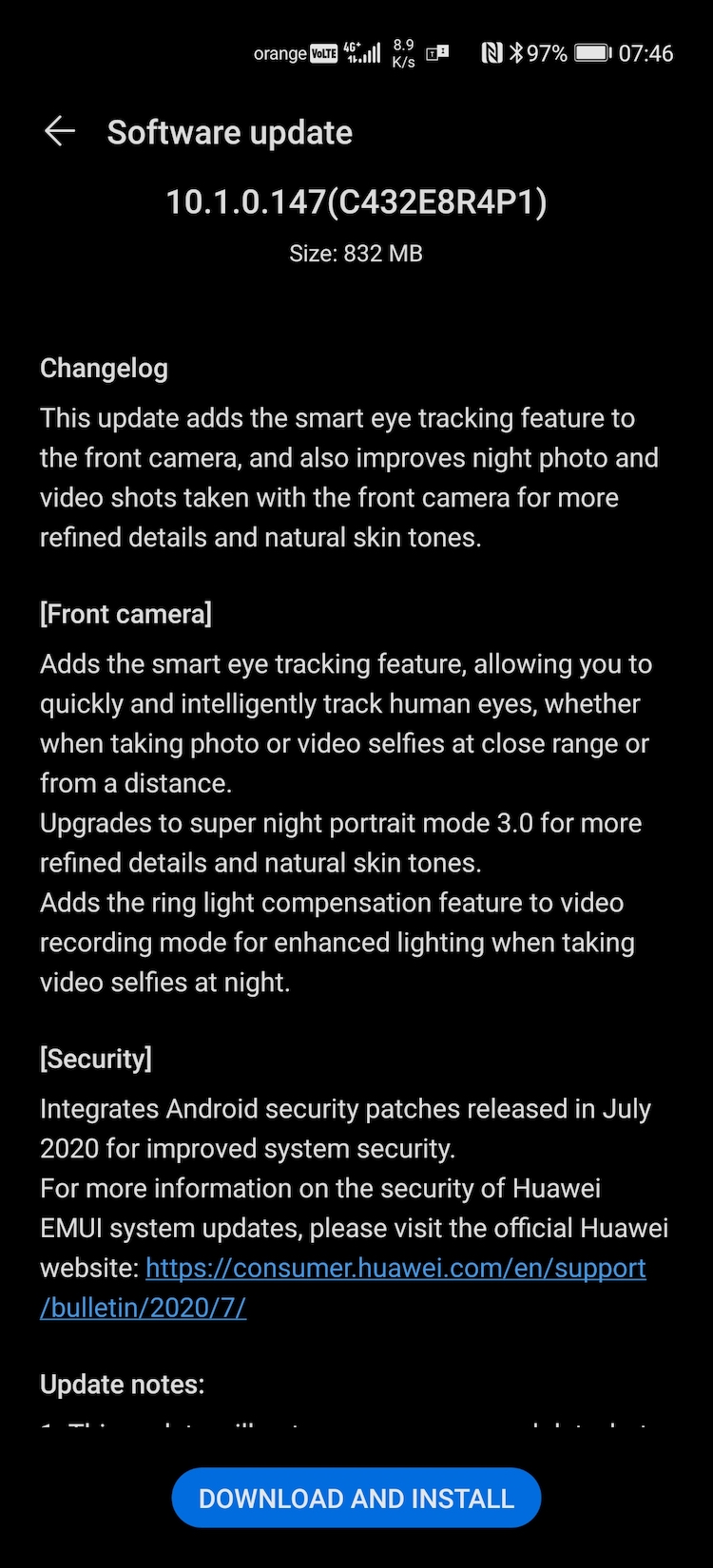 Huawei P40 Pro primeste actualizarea 10.1.0.147 cu optimizari de camera si securitate