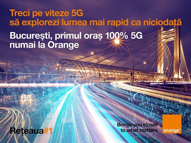 Bucureşti devine primul oraş din România cu 100% acoperire 5G în reţeaua Orange.