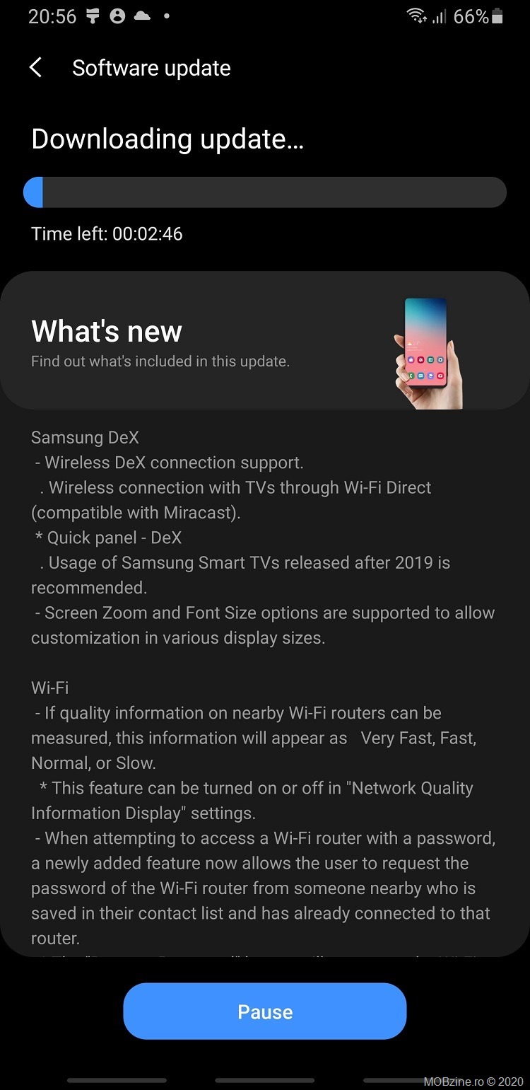 Tocmai a venit un update major pentru Samsung Galaxy Note9 care aduce pe Note9 una dintre funcțiile majore ale seriei Galaxy S20: suportul pentru wireless DeX.