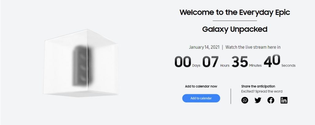 Începând cu ora 17:00 a României Samsung va prezenta noua serie Galaxy S21 într-un eveniment Unpacked transmis live.