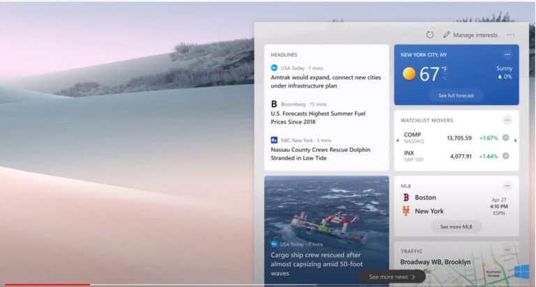 Microsoft lanseaza de azi un nou widget pentru Windows 10 taskbar