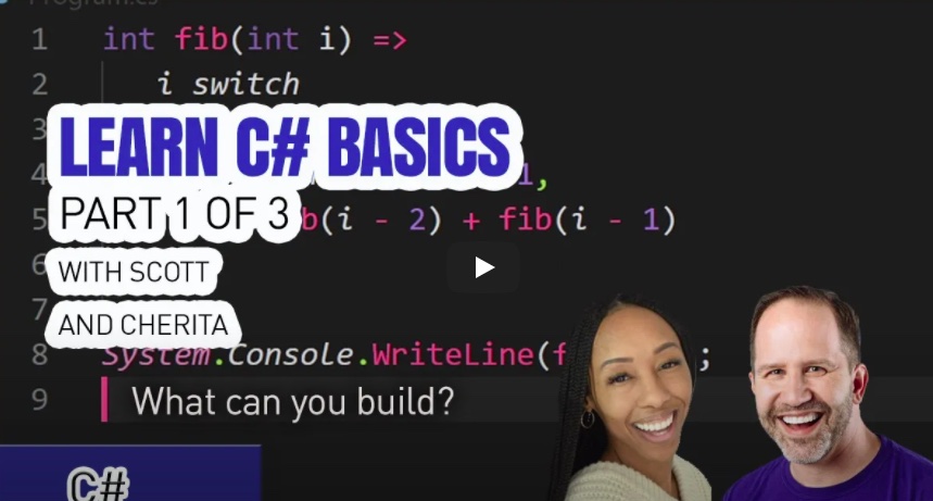 Vă propun să urmăriți o suită de trei materiale video în care Scott Hanselman și Cherita Ousley vă explică elementele de bază ale limbajului C#.