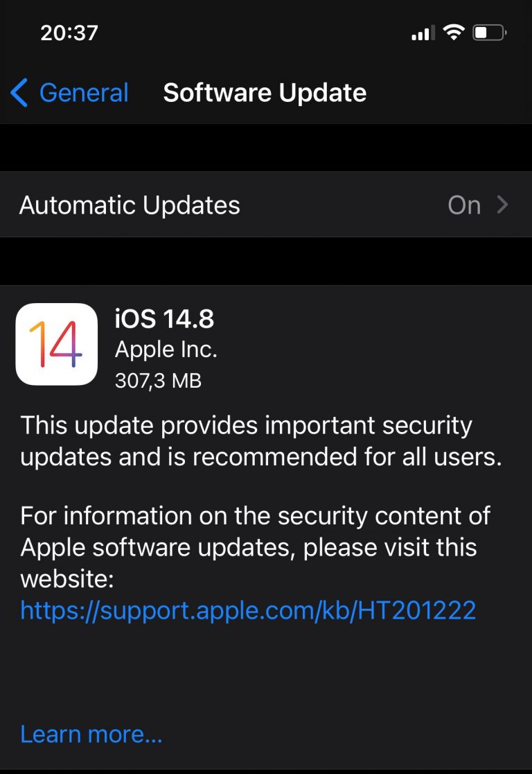 Apple aduce patch-ul de urgenta iOS 14.8 fix inainte de lansarea iOS 15 din seara asta