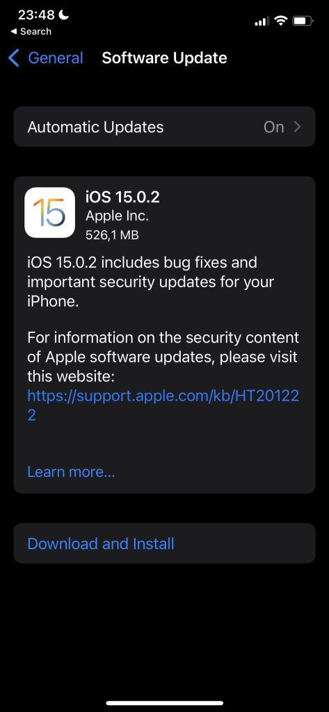 Apple lansează iOS 15.0.2 cu patch pentru o vulnerabilitate 0day și câteva bug-uri enervante.