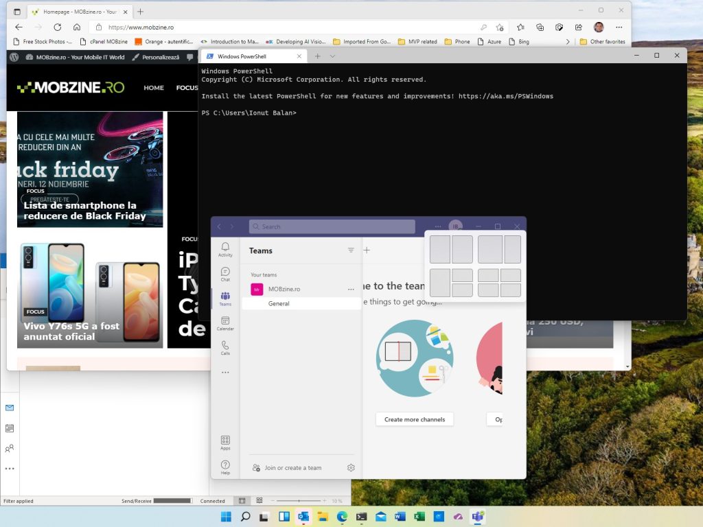 Snap Layout (adica Windows+Z) este una dintre cele mai faine funcții din Windows 11. Vă arăt ce înseamnă și cum se folosește.