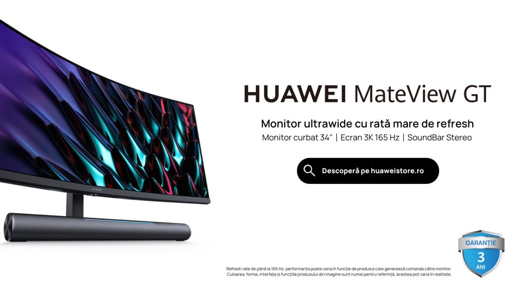 Huawei Consumer Business Group își extinde portofoliul prin lansarea monitoarelor HUAWEI MateView GT 34” cu stereo SoundBar, HUAWEI MateView 34” și HUAWEI MateView GT 27”.