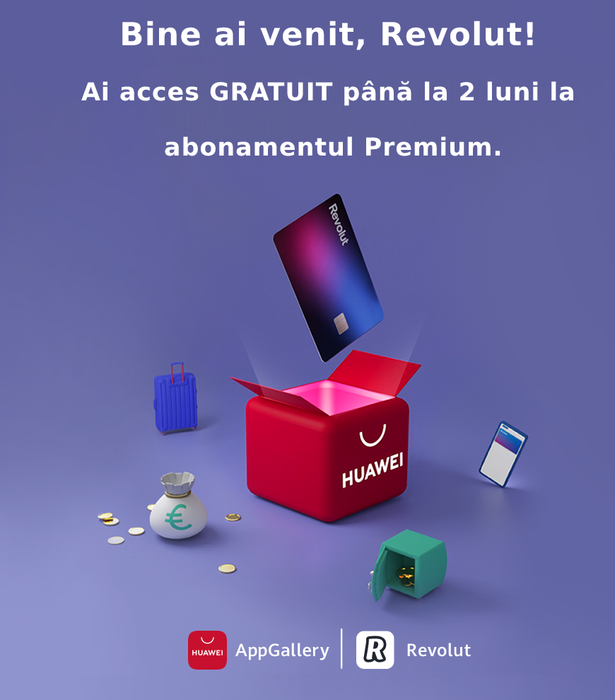 Începând de săptămâna trecută aplicația Revolut poate fi instalată direct din magazinul de aplicații Huawei AppGallery.