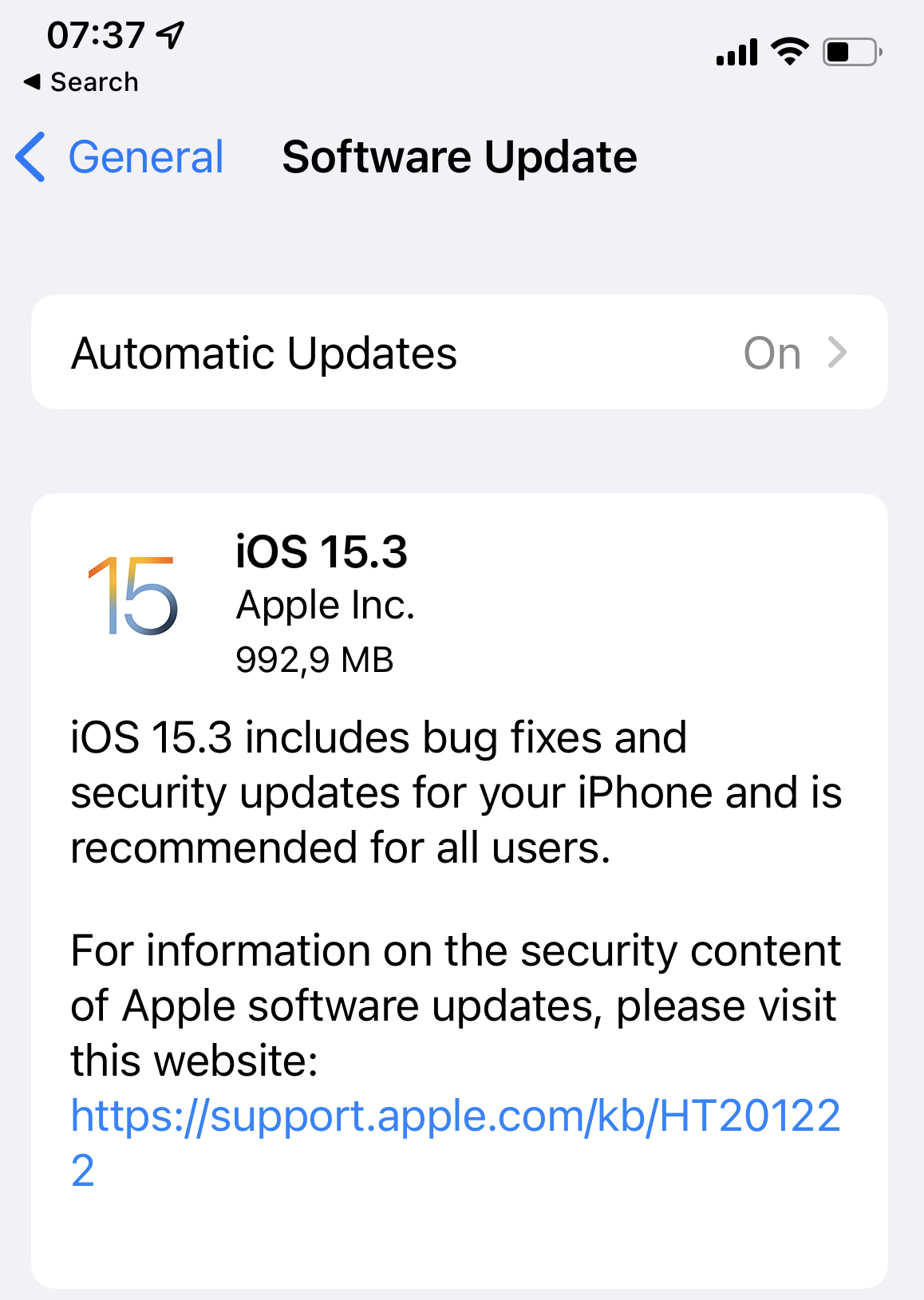 Apple a lansat update-ul iOS 15.3 care vine să repare o grămadă de probleme de securitate ce afectează inclusiv browser-ul Safari.