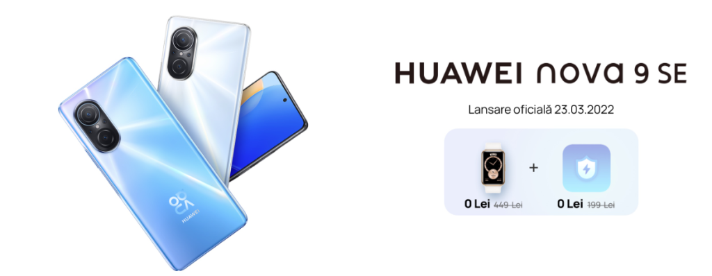 În perioada 4-10 aprilie 2022, noul smartphone HUAWEI nova 9 SE are un preț foarte bun: 1599 lei.