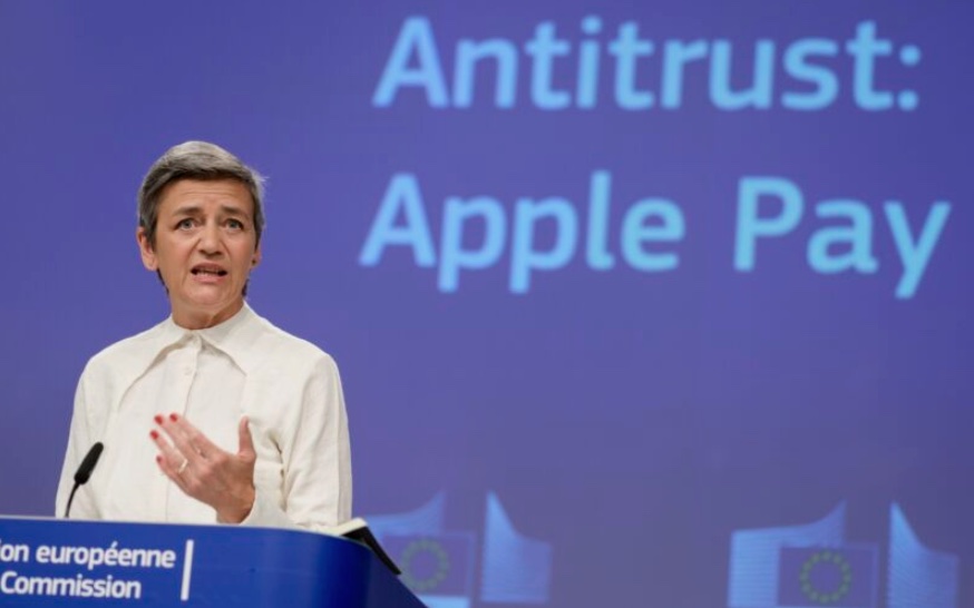 Margrethe Vestager, vicepreședintele comisiei executive UE, vorbind despre ancheta asupra Apple din cauza monopolului Apple Pay.