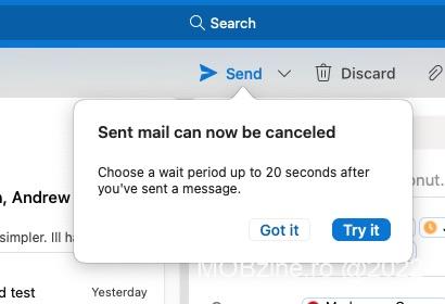 Cum activezi in Outlook de macOS o optiune similara recall message: Undo Send