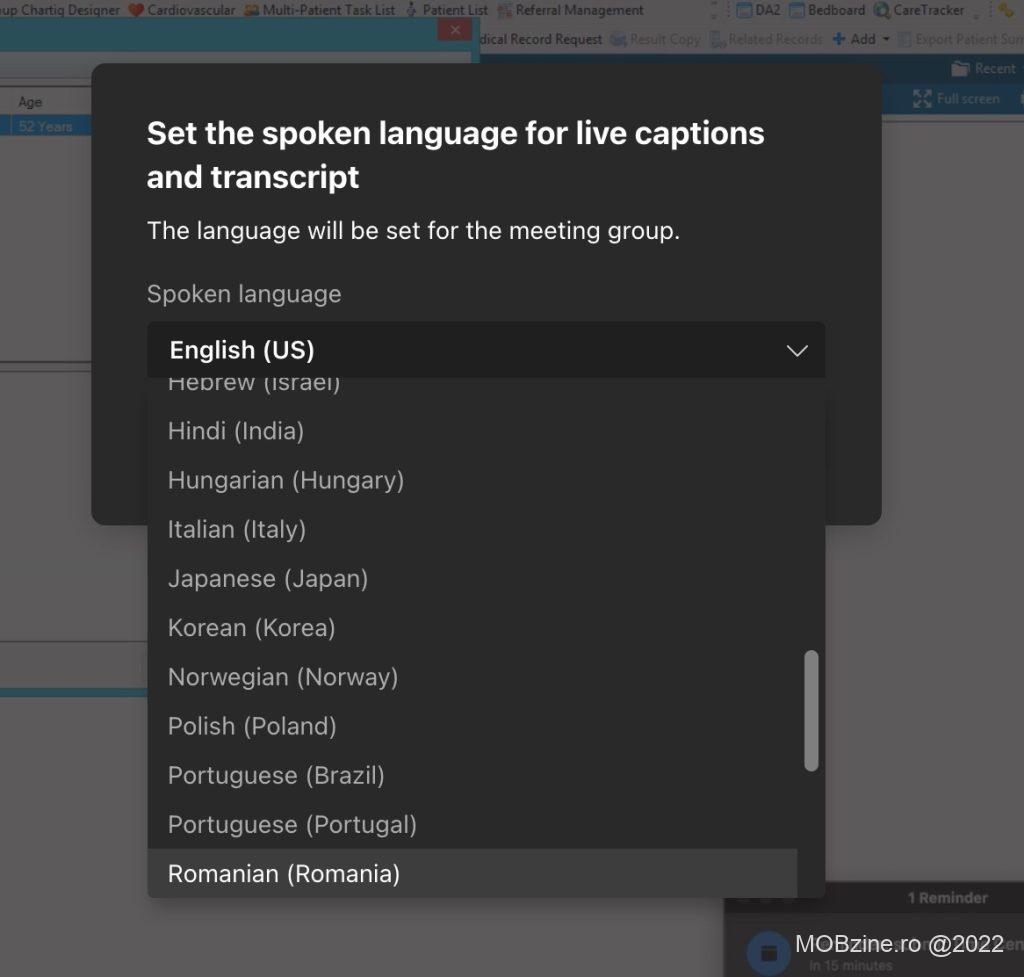 Puteți folosi în Microsoft Teams opțiunea de transcriere a unui apel de voce direct în limba română.
