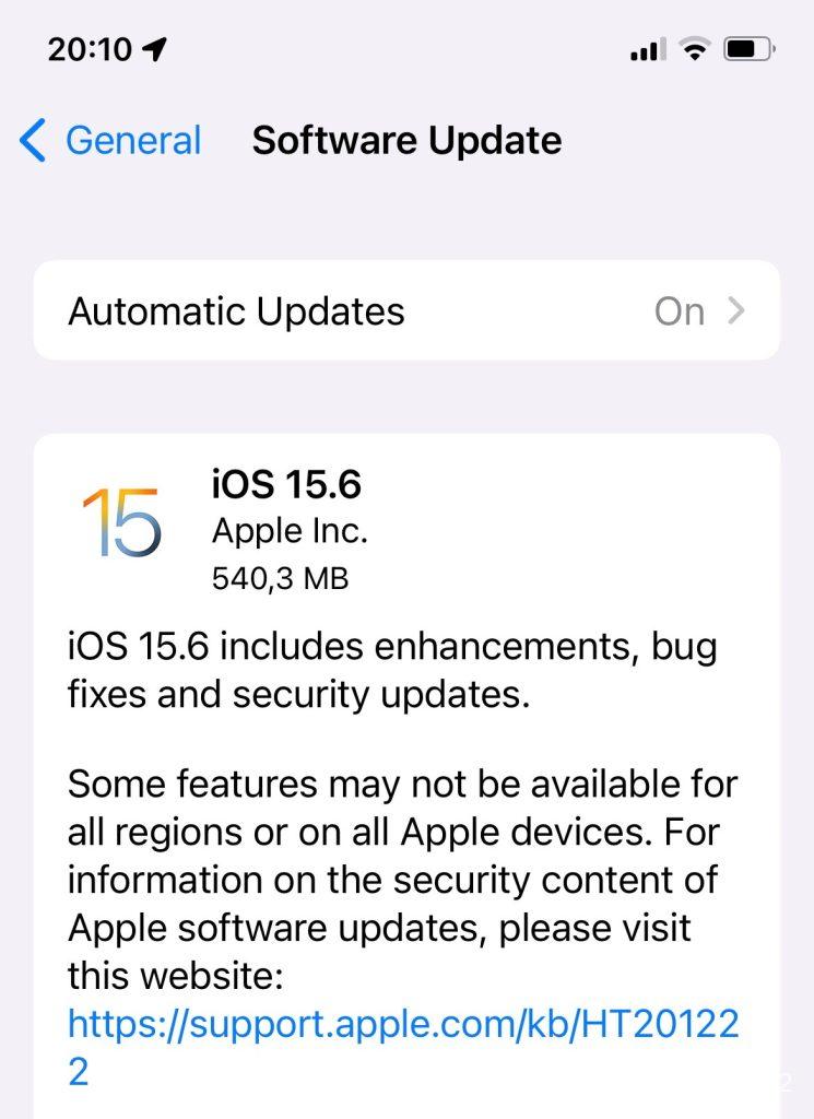 iOS 15.6 a fost lansat în seara asta și vine cu multe patch-uri de securitate și ceva bug fix-uri.