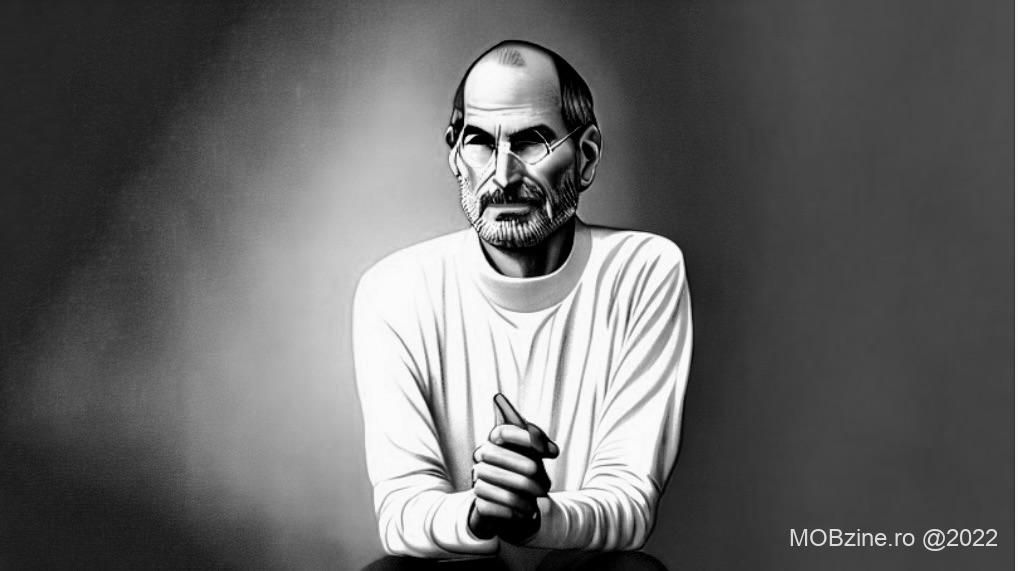 Steve Jobs, așa cum e văzut de AI-ul Hotpot’s AI Art Maker dacă ar fi să dea un interviu, acum. Mai jos puteți asculta toată discuția.