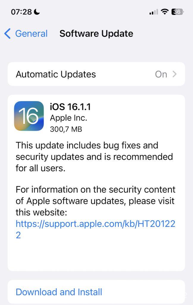 iOS 16.1.1 vine să repare niște vulnerabilități critice, deja exploatate pe internet. La fel stă treaba cu iPadOS 16.1 și macOS Ventura 13.0.1.