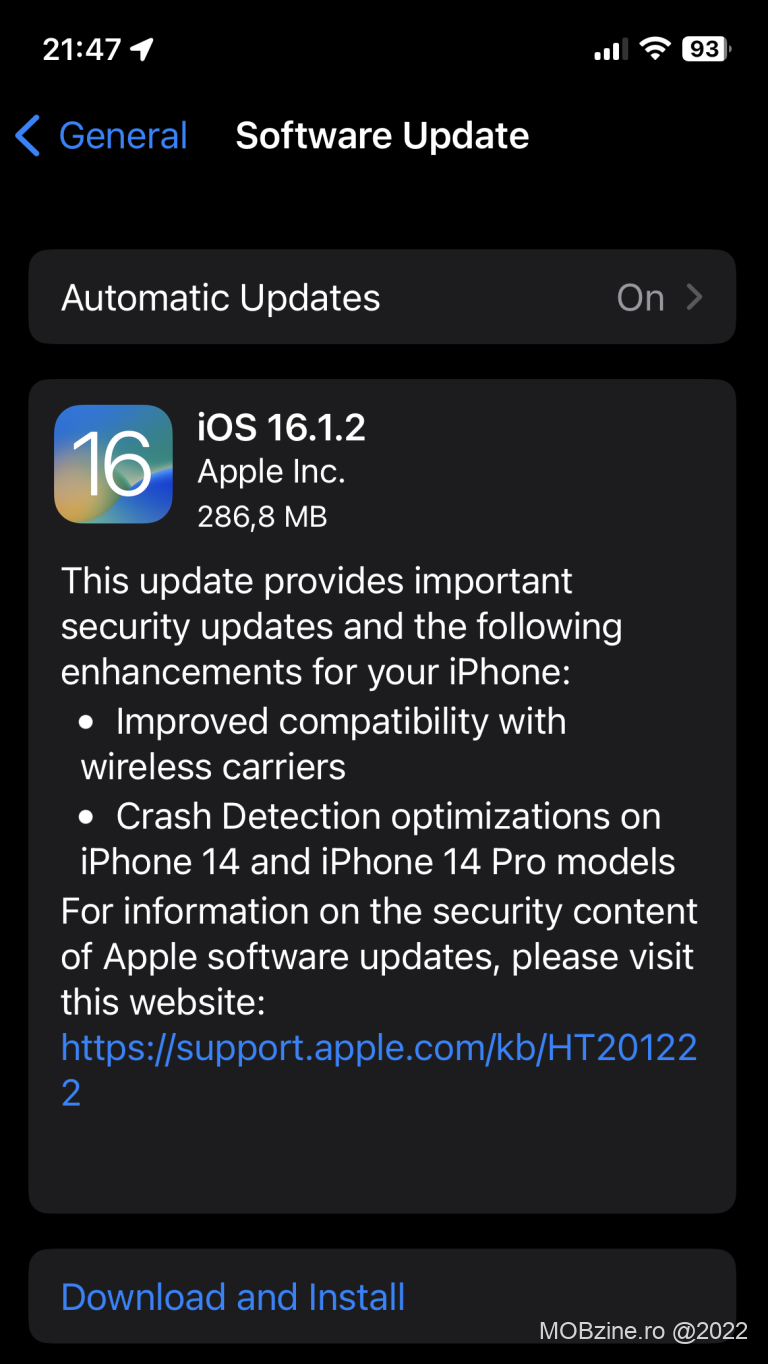 Săptămâna trecută Apple a lansat iOS 16.1.2 cu vine cu niște update-uri care îmbunătățesc funcționarea modelelor iPhone 14 și ceva optimizări de performanță și securitate.