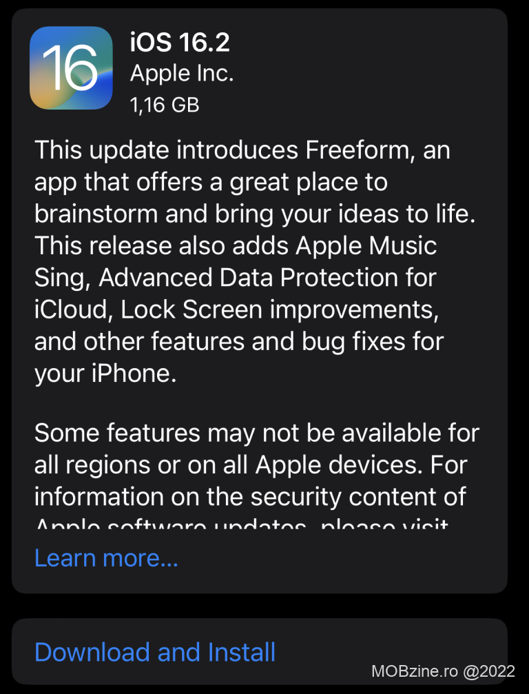 iOS 16.2 a fost lansat cu patch-uri majore de securitate si funcții noi