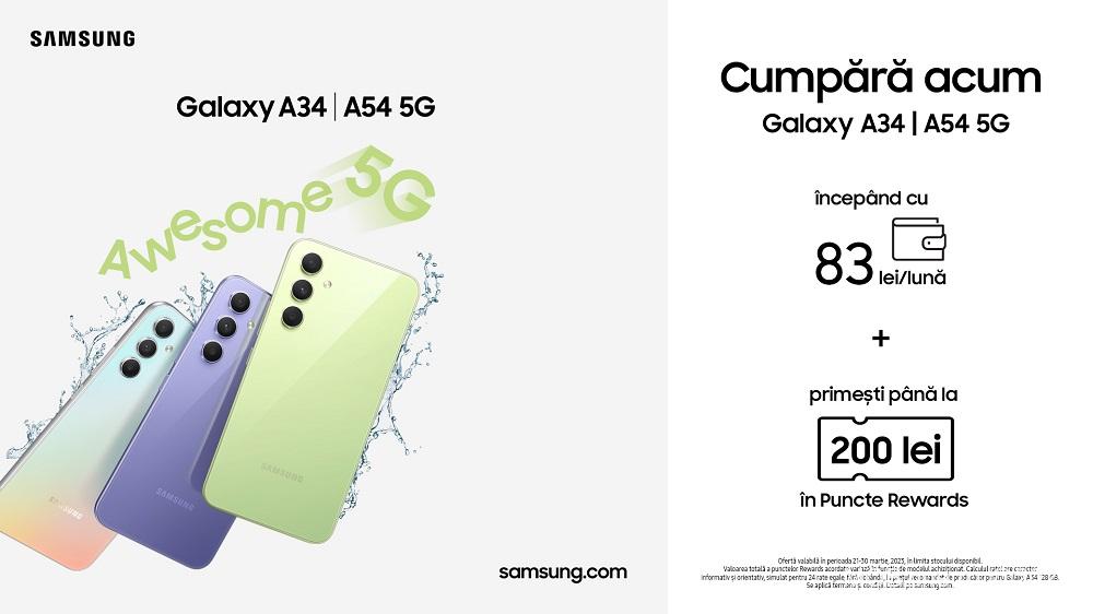 Ieri a fost prezentată în România noua serie de telefoane Galaxy A54 5G și Galaxy A34 5G - vin cu promoții interesante.