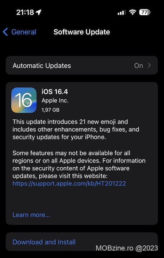 Apple a lansat iOS 16.4 cu un set de funcții noi și extrem de multe bugfix-uri pentru problemele de securitate.