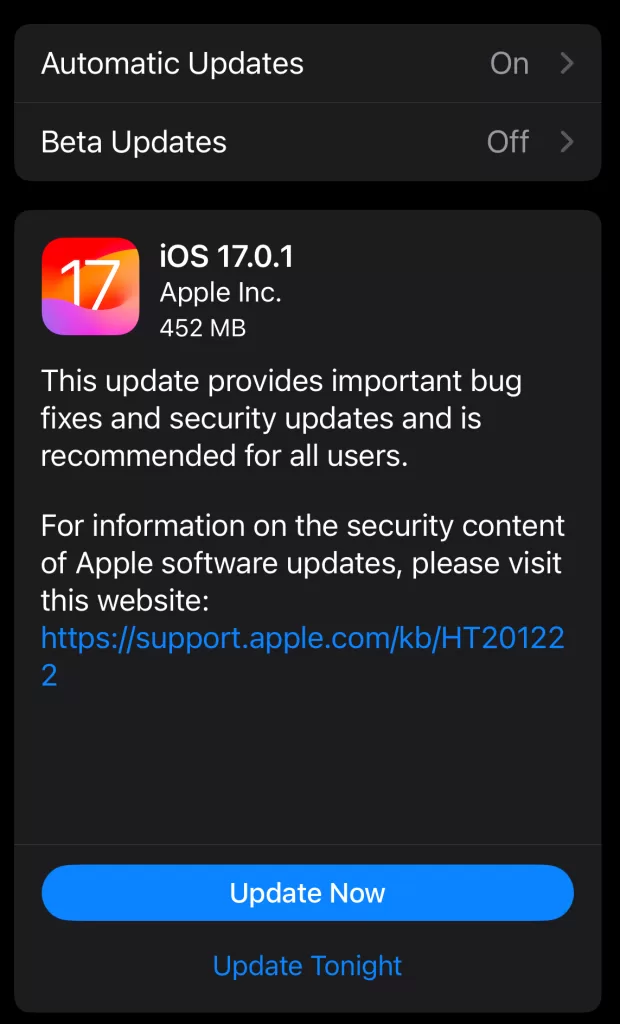 La mai puțin de o săptămână de la lansarea iOS 17, Apple aduce iOS 17.0.1 pentru a repara problema majore de securitate!