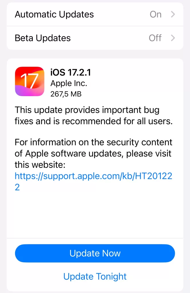 Apple a lansat aseară iOS 17.2.1, iOS 16.7.4 și Safari 17.2.1 de macOS pentru a remedia niște probleme despre care nu a oferit încă detalii.