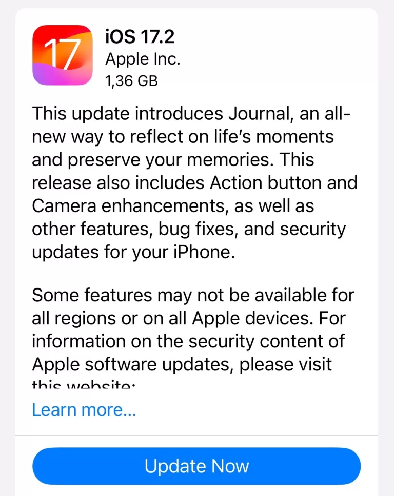 Marți seară a ieșit iOS 17.2 al doilea mare pachet de update-uri promise de Apple odată cu lansarea iOS 17.