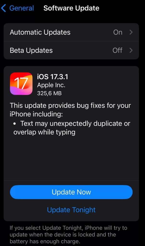 La finalul săptămânii trecute Apple a lansat update-ul iOS 17.3.1 ce vine să repare o problemă de afișare atunci când era introdus text prin tastatura virtuală.