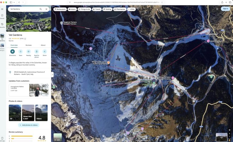 Am observat că de câteva zile sunt disponibile (din nou) informațiile legate de schi în Google Maps.